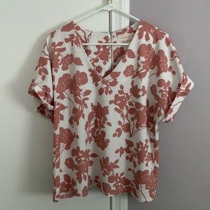 Pink and white floral top